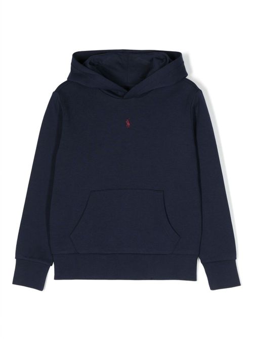 Logo-embroidered cotton-blend hoodie - Blue