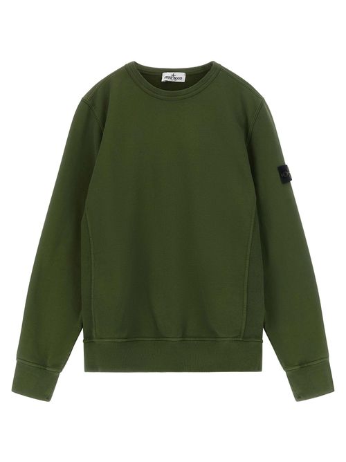 Badge Logo Crew Neck Sweatshirt — Olive Green