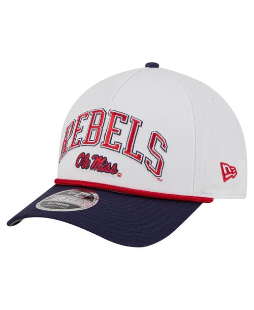 Men's White/Navy Ole Miss Rebels Arch Two-Tone Rope 9FORTY A-Frame M-Crown Adjustable Hat - White, Navy