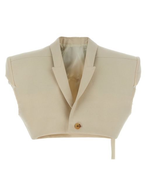 Padded Wool-Blend Vest — Beige