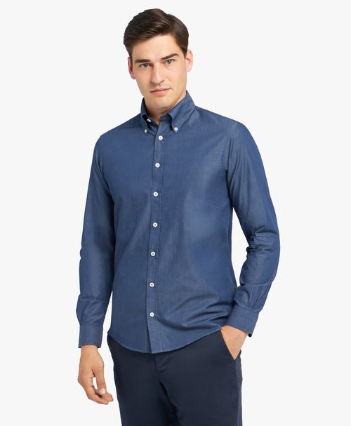 Slim Fit Denim Twill Button Down Shirt