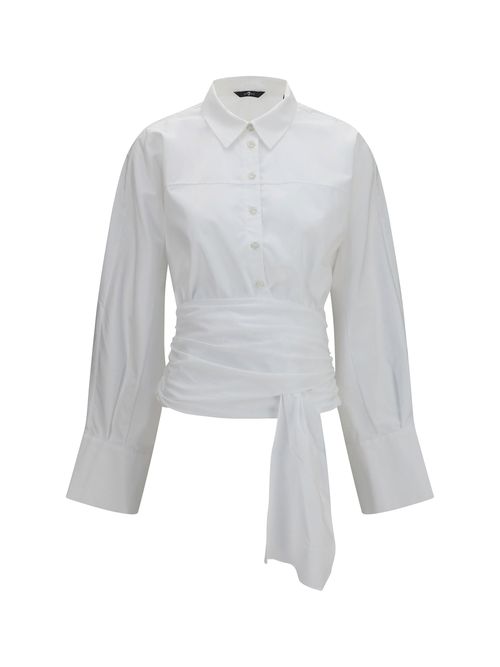 Waist-Knot Cotton Popeline Shirt — White