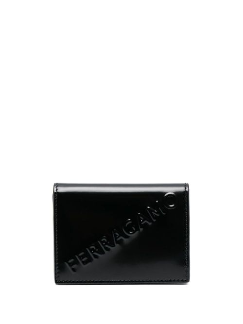 Logo-embossed leather cardholder - Black