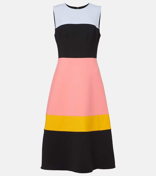 Colorblocked wool-blend midi dress