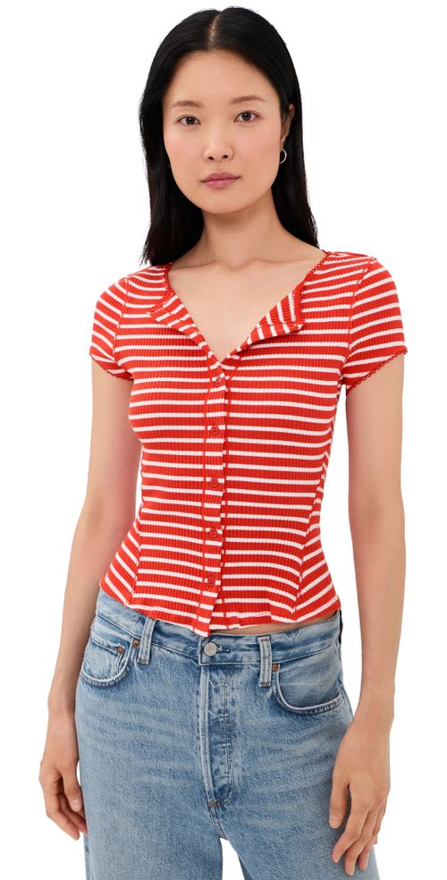 Most Wanted Striped Cardigan Red/White Stripe
