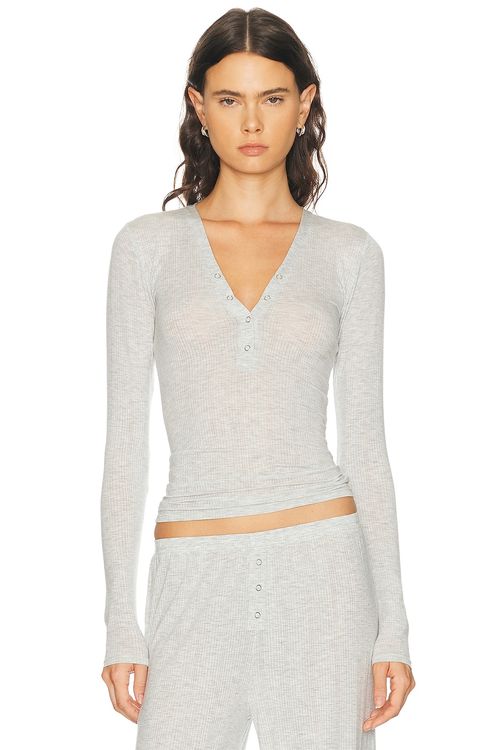 Negative Underwear Whipped Henley Top in Grey