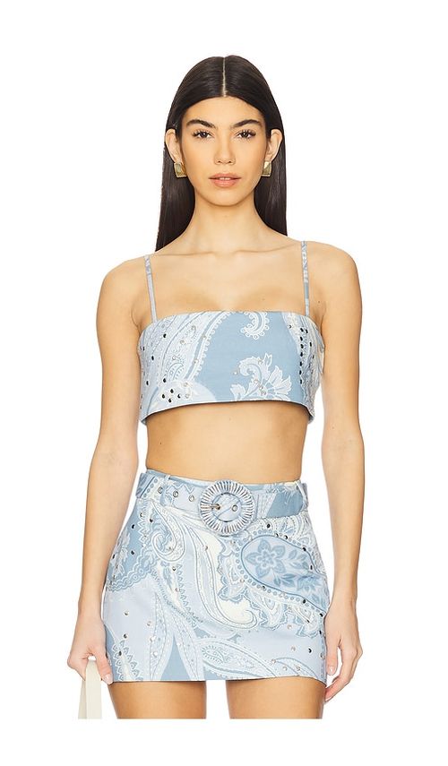 HEMANT AND NANDITA BUSTIER-TOP in Baby Blue. Größe XS. Also in L, M