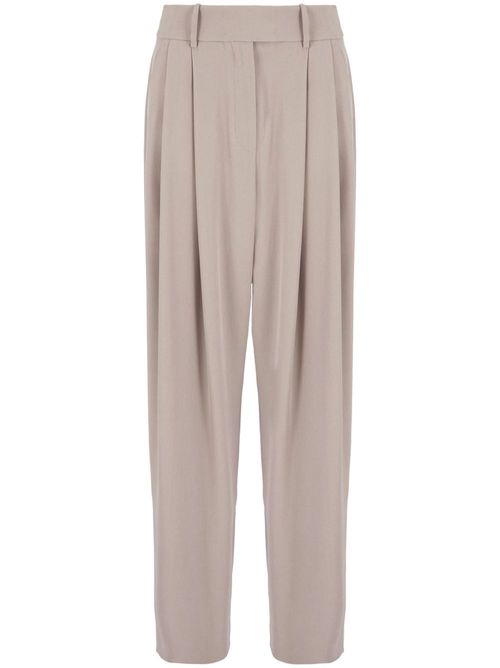 Silk-georgette tailored trousers - Neutrals