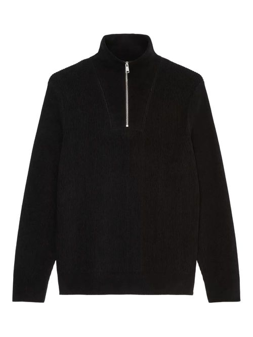 Ribbed quarter-zip sweater - Black