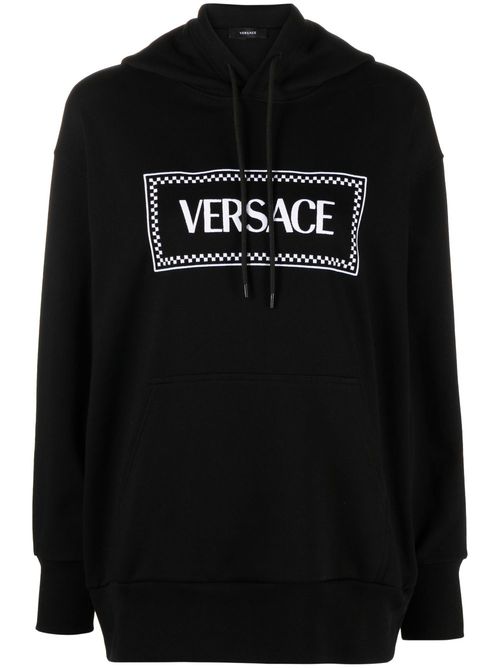 Logo-print rib-trimmed hoodie - Black