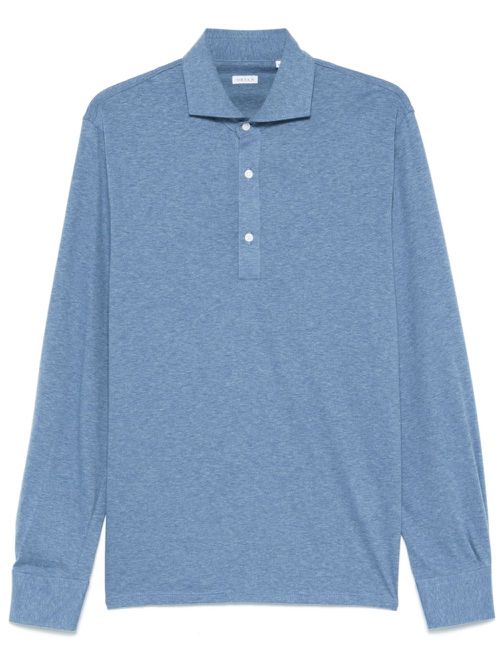 Mélange-effect polo shirt - Blue