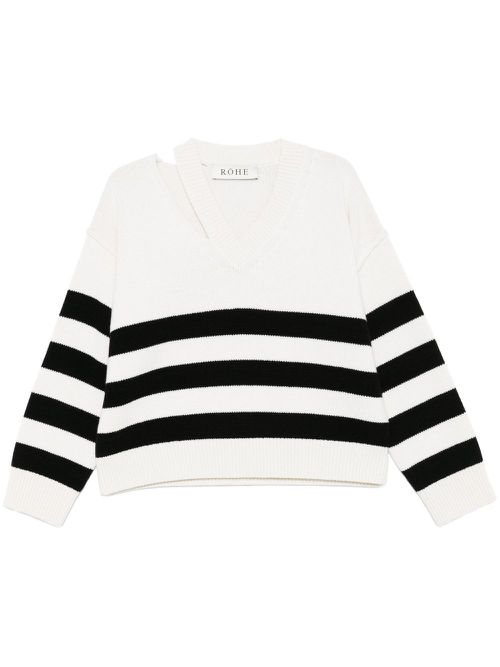 Deconstructed V-neck sweater - White