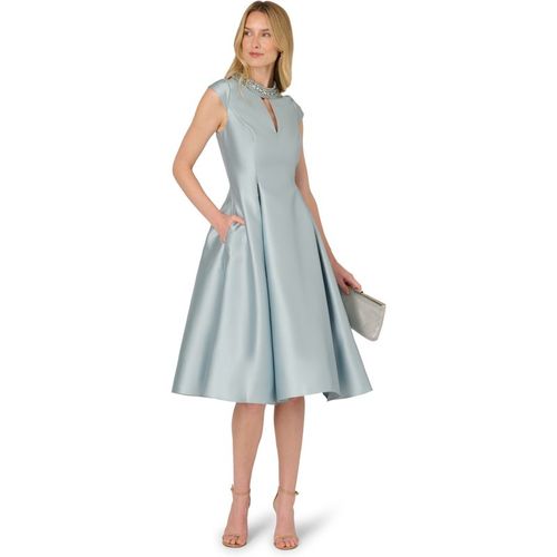 Adrianna Papell Womens Key Hole Mikado Midi Dress - Blue