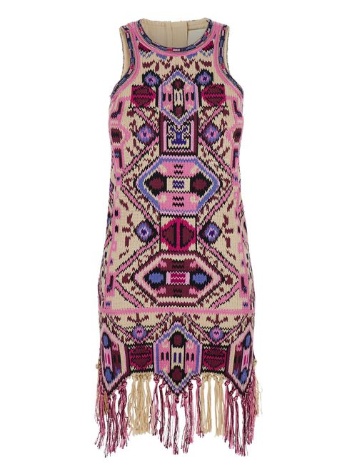 ISABEL MARANT embroidered fringed dress - Pink