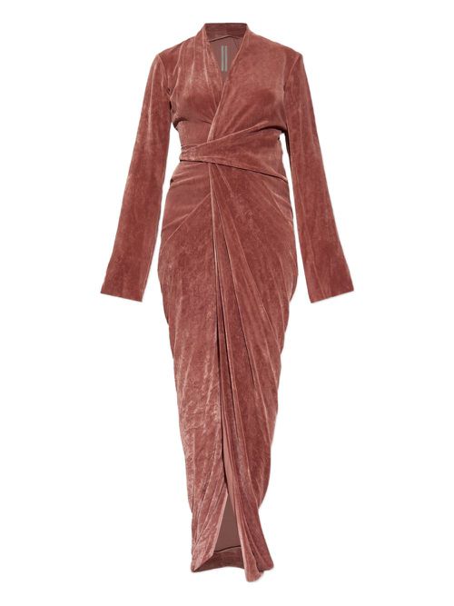 Wrap-effect velvet dress - Red