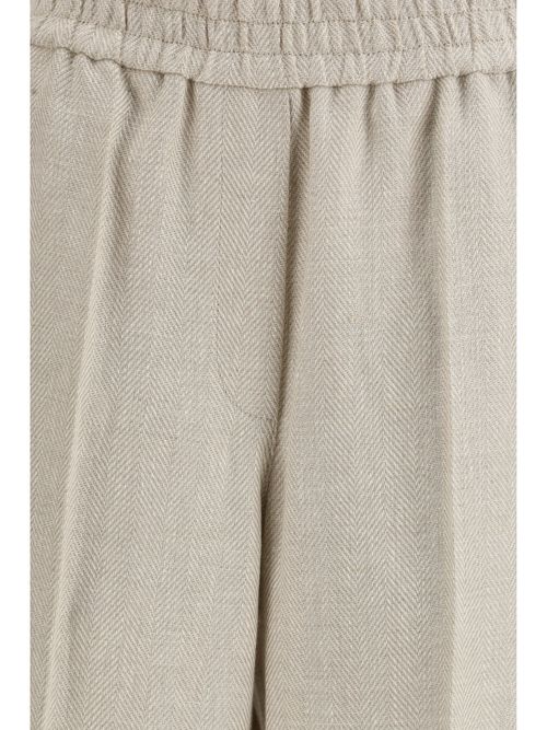 Chevron Linen Trousers — Beige