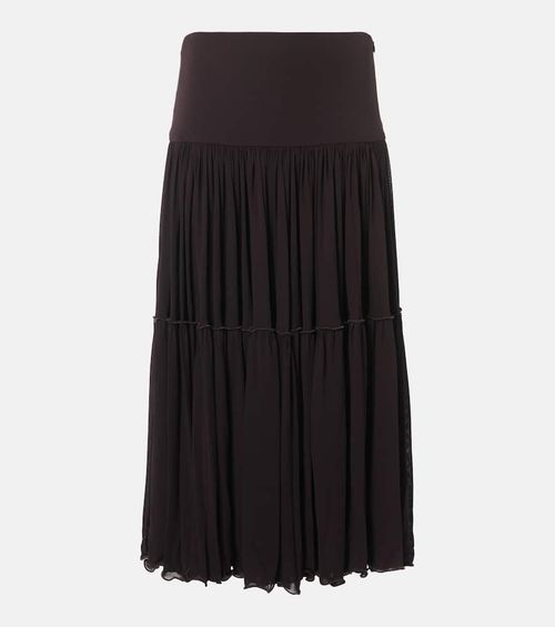 Pleated georgette midi skirt