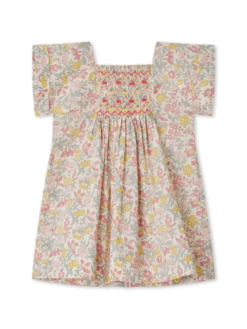 Floral-print cotton dress - Blue