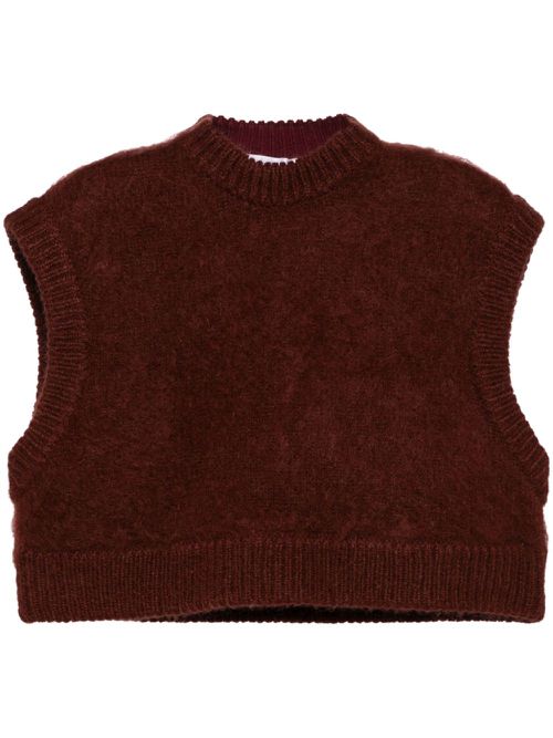 Cropped knitted vest - Brown