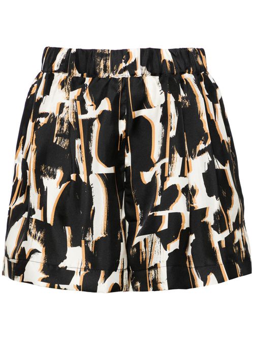 Zurich abstract-print silk shorts - Black