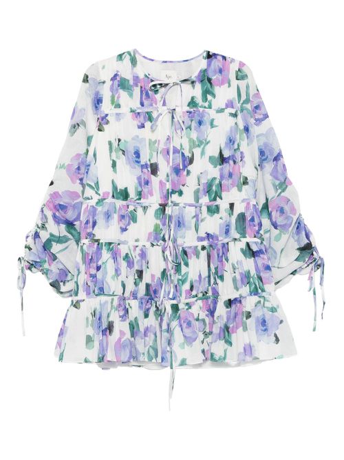 Clover-print mini dress - White