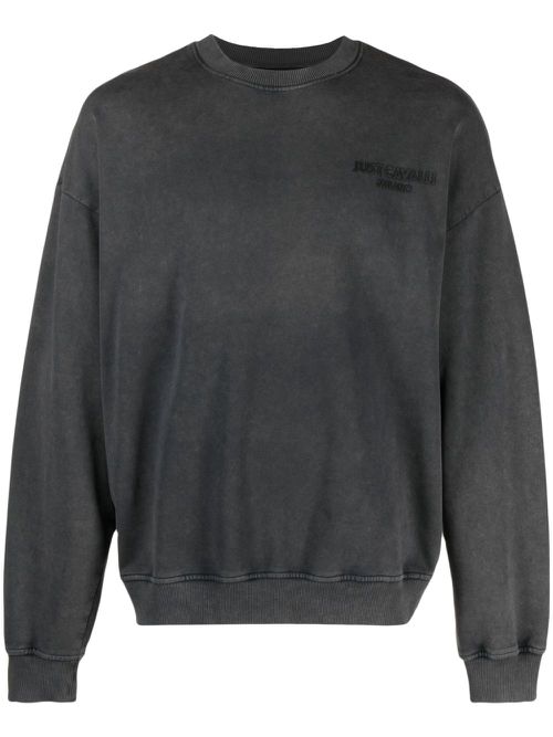 Heart-print cotton sweatshirt - Black