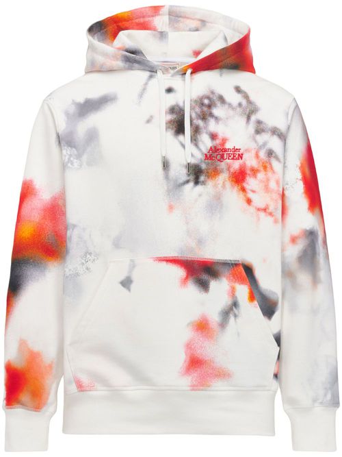 Logo-embroidered tie-dye hoodie - Neutrals