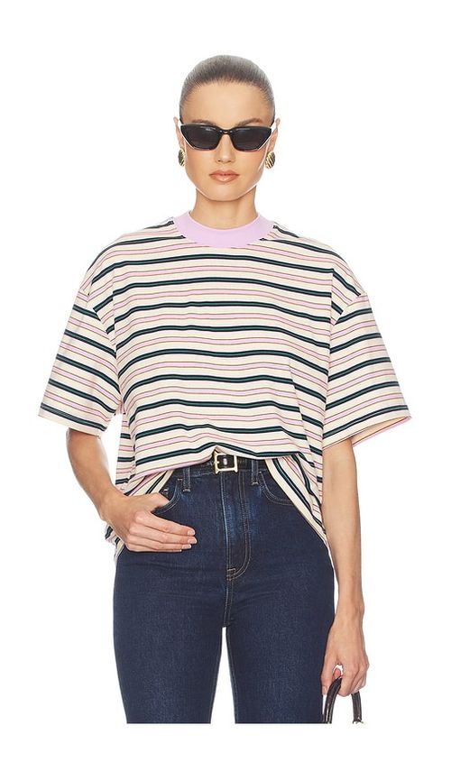 Helsa The Boxy Tee in Stripe in Pink