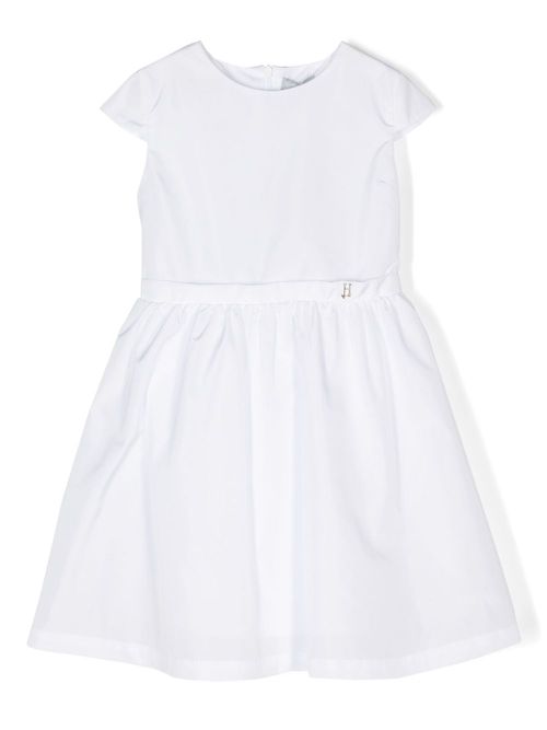 Logo-plaque taffeta dress - White