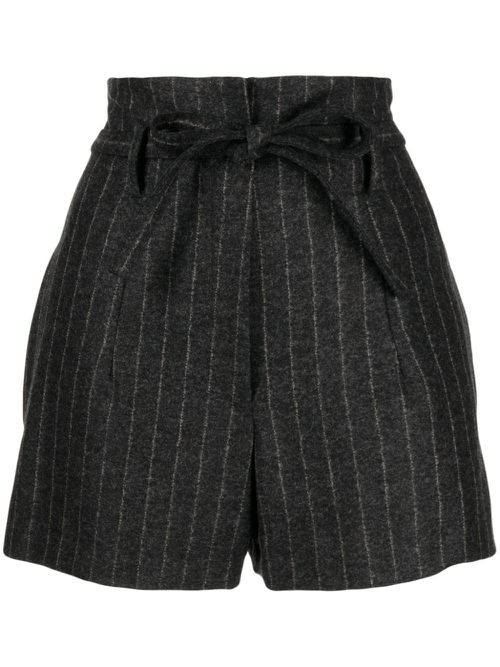 Stripe-pattern high-waist shorts - Grey