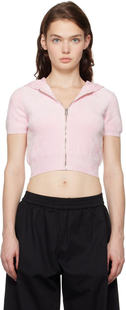 Alexanderwang. t Pink Cropped Zip-Up Hoodie