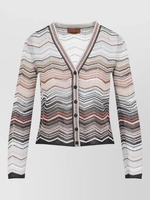 Missoni - v neck chevron knit cardigan long sleeve