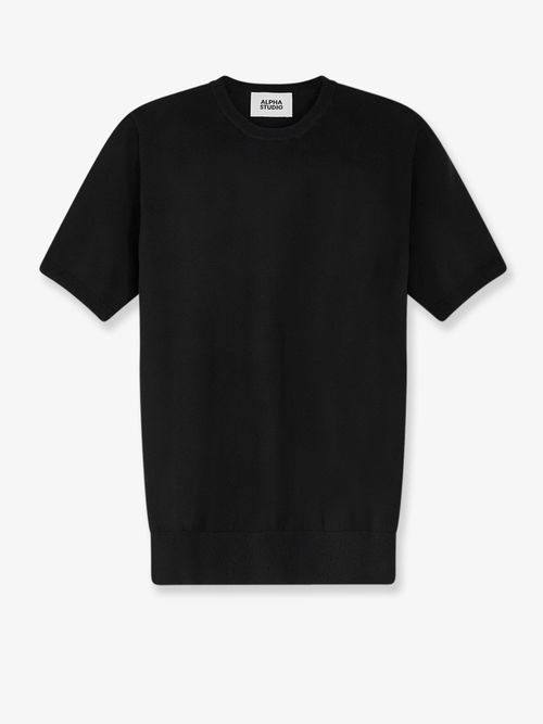 Crew Neck Cotton Sweater — Black