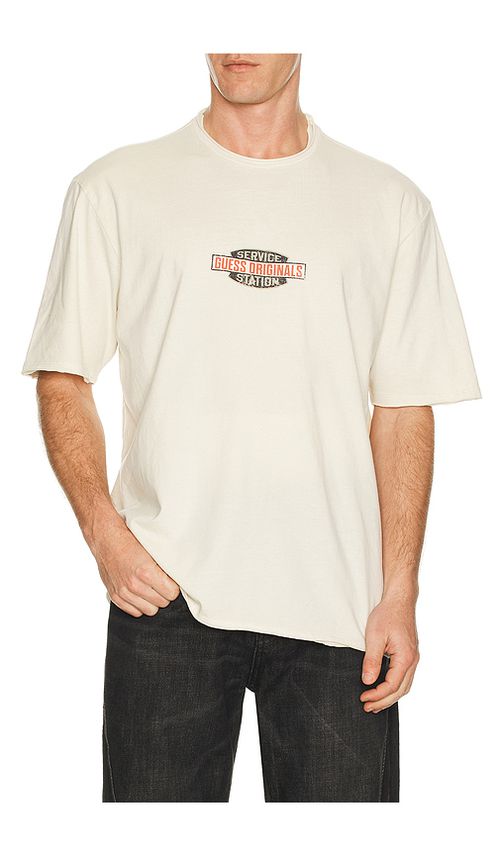 Guess Originals Service Station Tee in Cream. L. Also in M, S, XL/1X