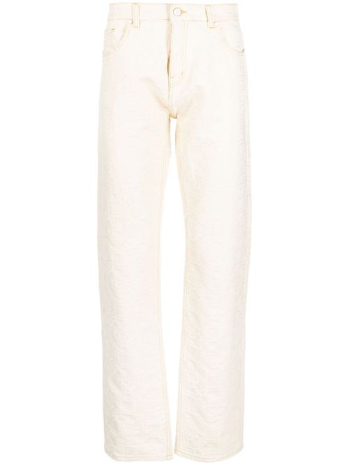 Monogram-jacquard straight-leg jeans - Neutrals