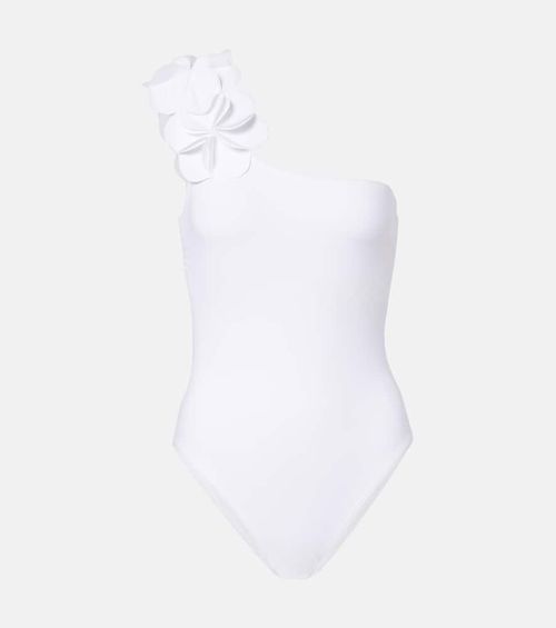 Tess floral-appliqué one-shoulder swimsuit