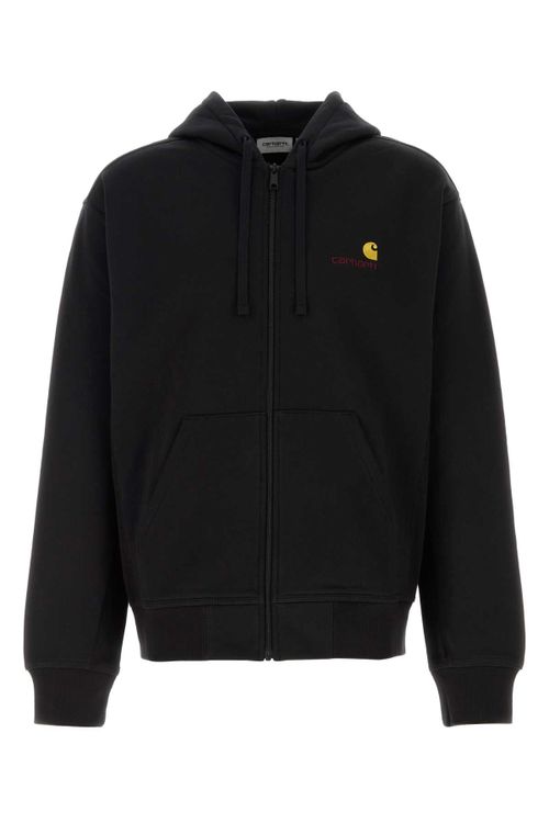 Logo-Embroidered Cotton Blend Hoodie — Black