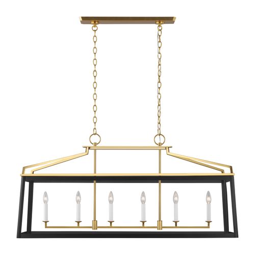Carlow 6-Light Chandelier in Midnight Black And Burnished Brass by Chapman & Myer