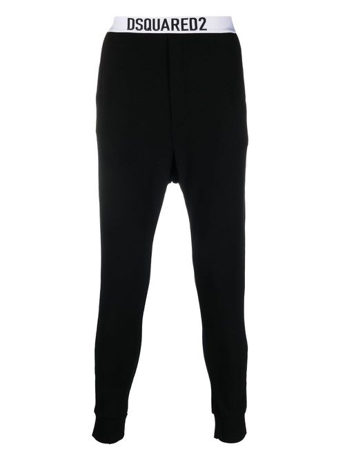 Logo-waistband sleep leggings - Black