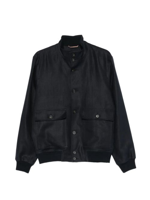 Linen Bomber Jacket — Black