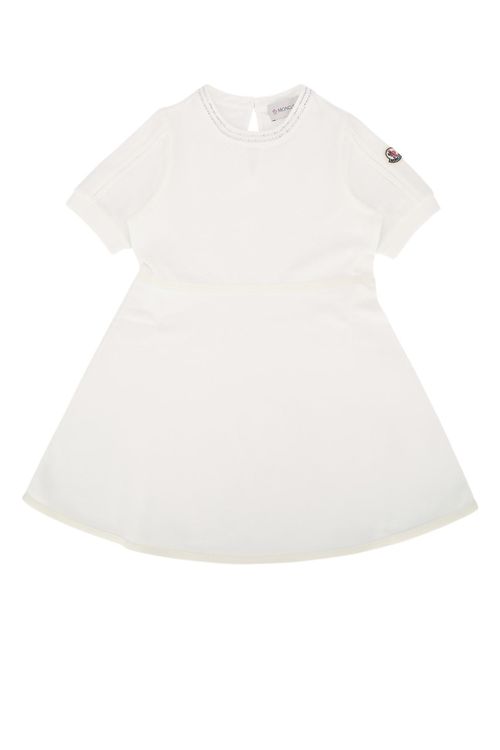 Short-Sleeve A-Line Dress — White