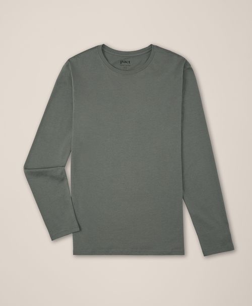 Men's Castor Green Softspun Essential Crewneck Long Sleeve Tee