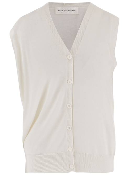 V-Neck Merino Wool Cardigan With Button Closure And Ribbed Cuffs