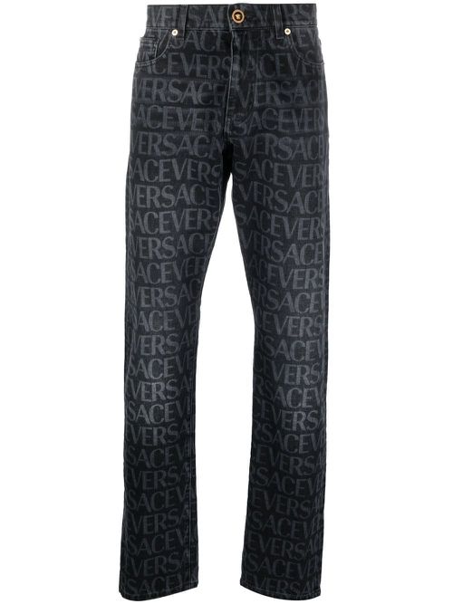 Logo-print straight-leg jeans - Black