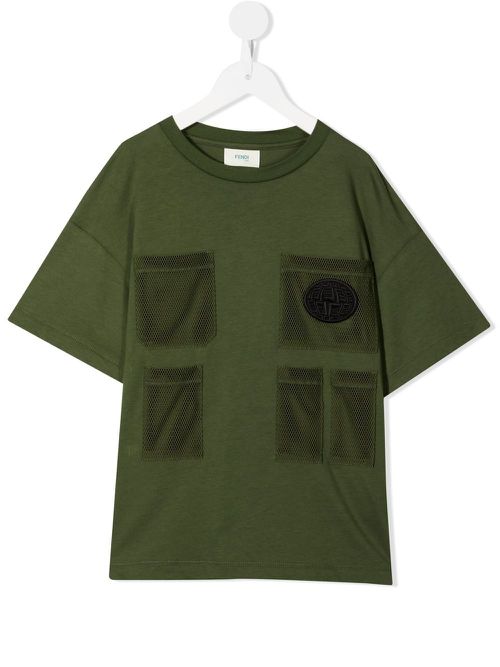 FF logo-patch multi-pocket T-shirt - Green