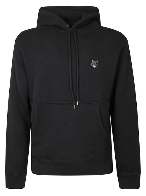 Fox Patched Rib Trim Plain Hoodie