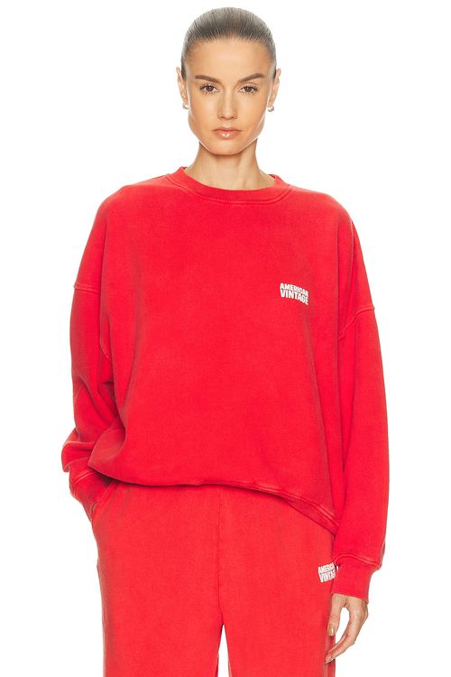 American Vintage Plizzy Sweatshirt in Red