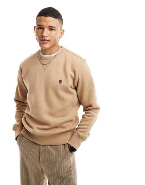 Crew neck sweatshirt in camel-Neutral