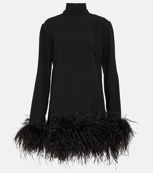 Piccolo Ubud feather-trimmed minidress