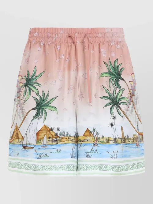 Casablanca - egyptian landscape silk twill beach short
